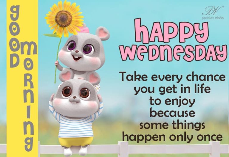 Happy Wednesday – Take every chance you get in life to enjoy because some things happen only once