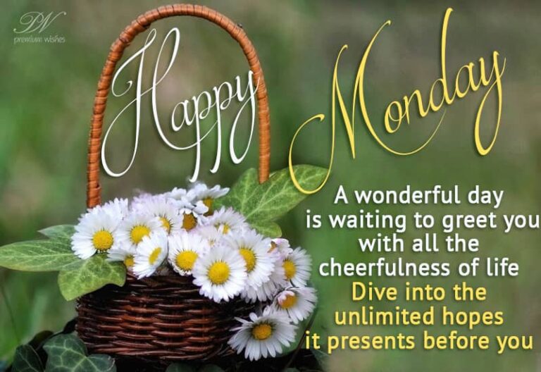 Happy Monday – A wonderful day is waiting to greet you with all the cheerfulness of life – Dive into the unlimited hopes it presents before you