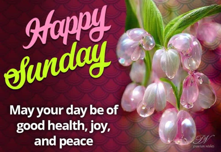 Happy Sunday – May your day be of good health, joy and peace