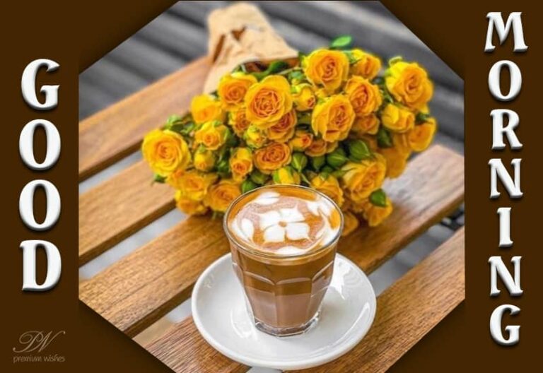 Sending you coffee with roses wishing you Good Morning