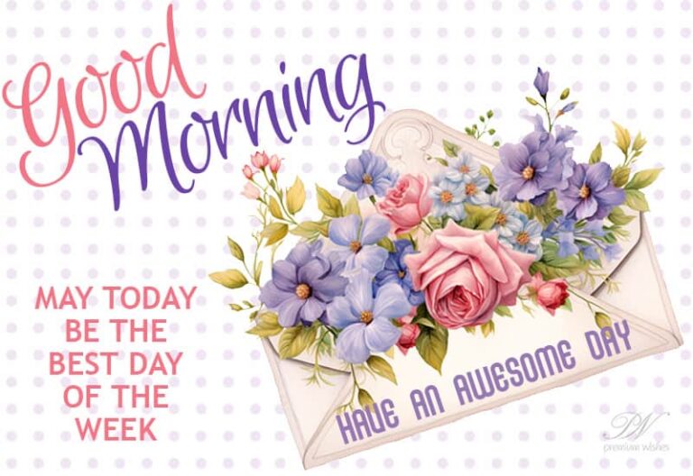 Good Morning – May today be the best day of the week – have an awesome day