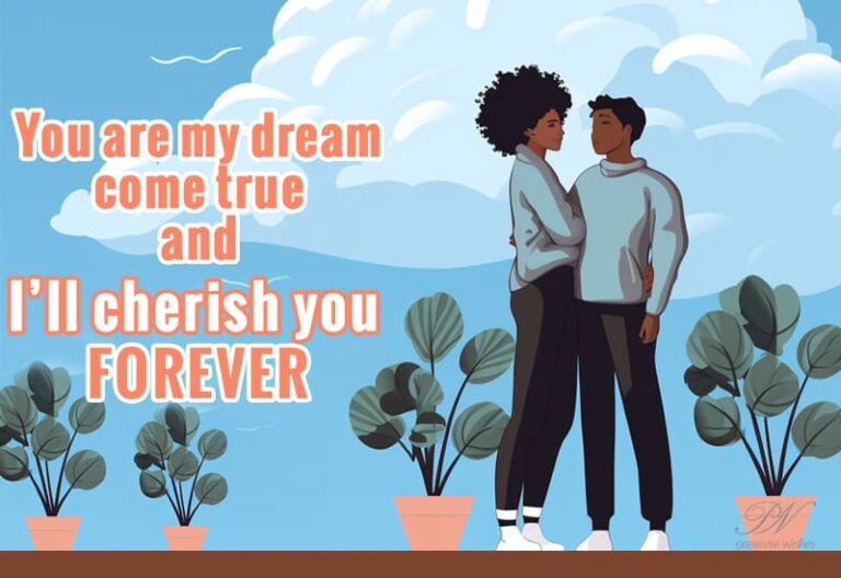 You are my dream come true and I will cherish you forever