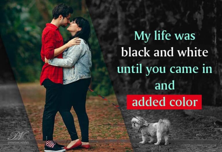 My life was black and white until you came in and added colour