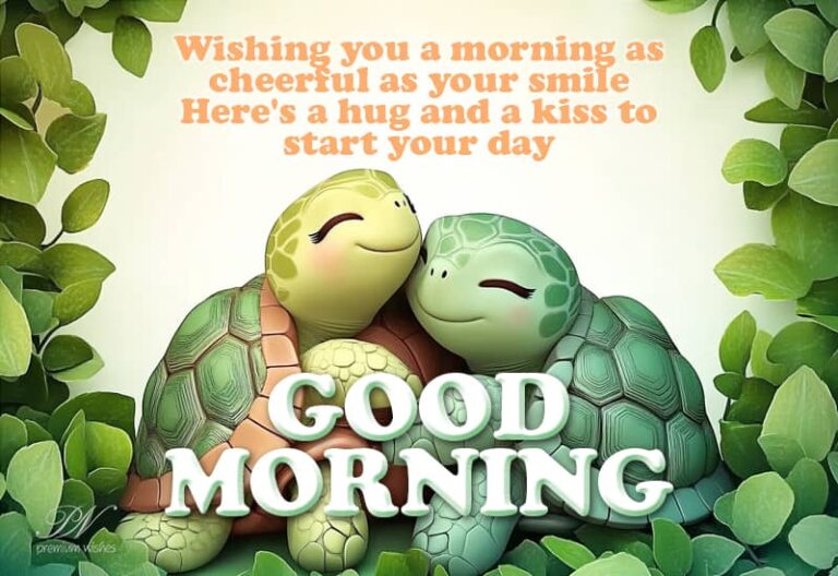Wishing you a morning as cheerful as your smile – Here’s a hug and a kiss to start your day