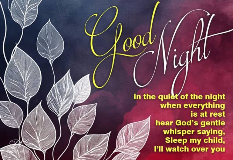 Good Night – In the quiet of the night when everything is at rest hear God’s gentle whisper saying, Sleep my child, I’ll watch over you