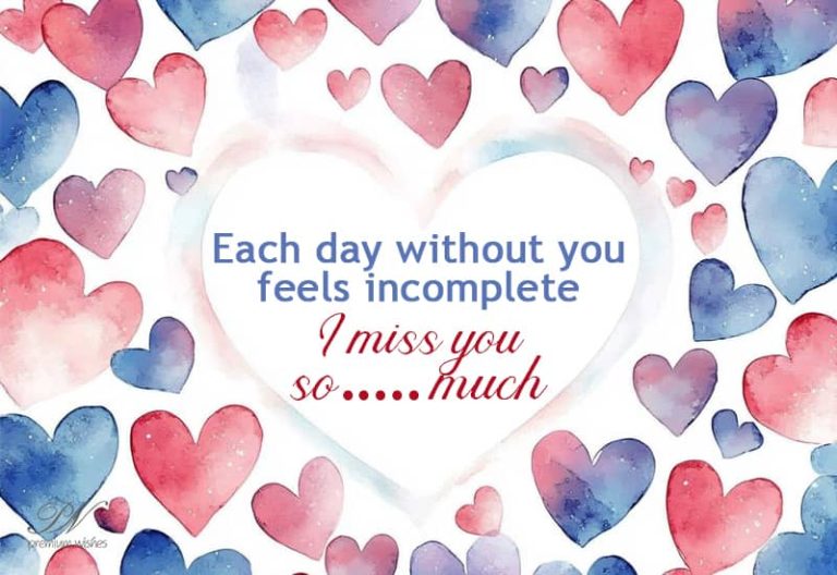 Each day without you feels incomplete I miss you so much