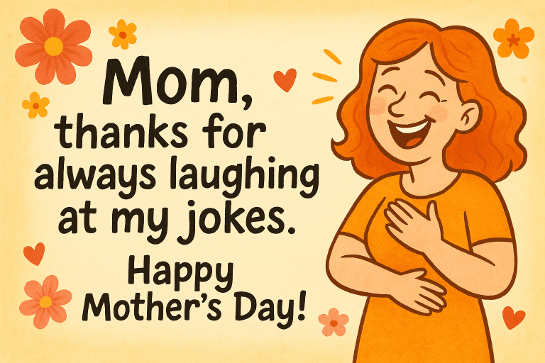 Mom thanks for always laughing at my jokes – Happy Mother’s Day