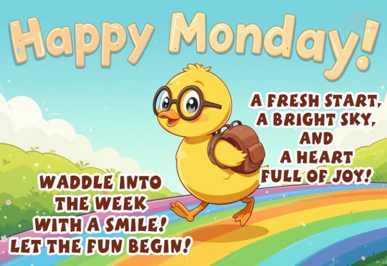 Happy Monday – Waddle into the week with a smile!  let the fun begin!  A fresh start, a bright sky, and a heart full of joy!