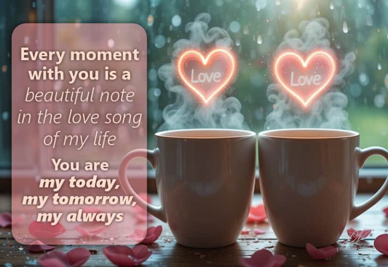 Every moment with you is a beautiful note in the love song of my life – You are my today, tomorrow, my always