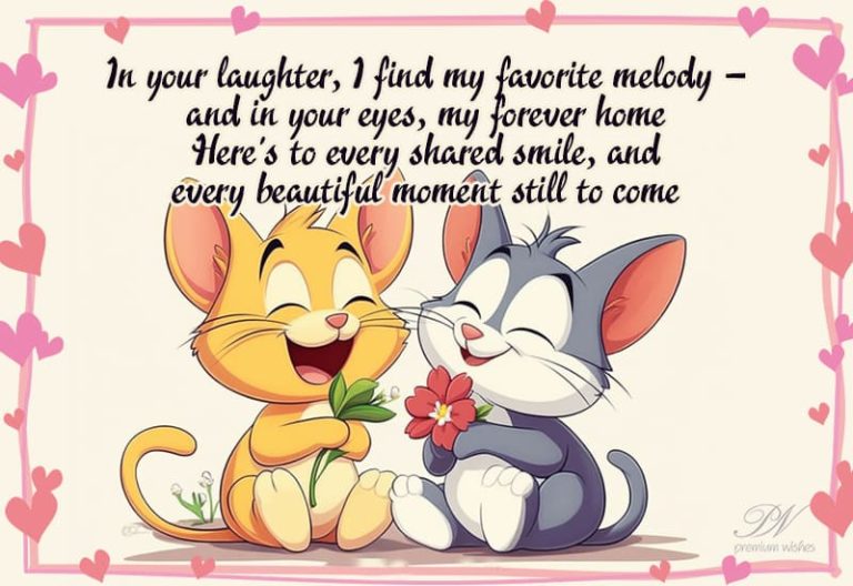 In your laughter, I find my favorite melody – and in your eyes, my forever home, Here’s to every shared smile, and every beautiful moment still to come
