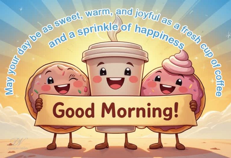 Good Morning – May your day be as sweet, warm and joyful as a fresh of coffee and a sprinkle of happiness
