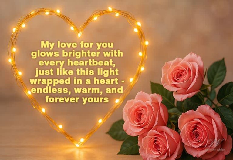 My love for you glows brighter with every heartbeat, just like this light wrapped in a heart – endless, warm and forever yours