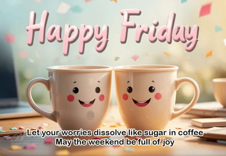 Happy Friday – Let your worries dissolve like sugar in coffee – May the weekend be full of joy