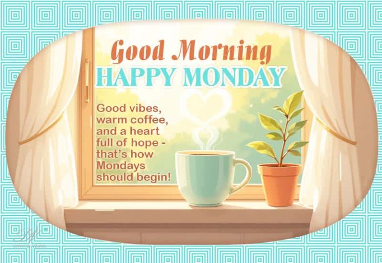 Good Morning – Happy Monday – Good vibes, warm coffee and a heart full of hope – that’s how Mondays should begin