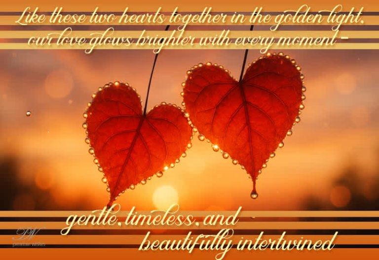 Like these two hearts together in the golden light, our love glows brighter with every moment β gentle, timeless, and beautifully intertwined Like these two hearts together in the golden light, our love glows brighter with every moment β gentle, timeless, and beautifully intertwined