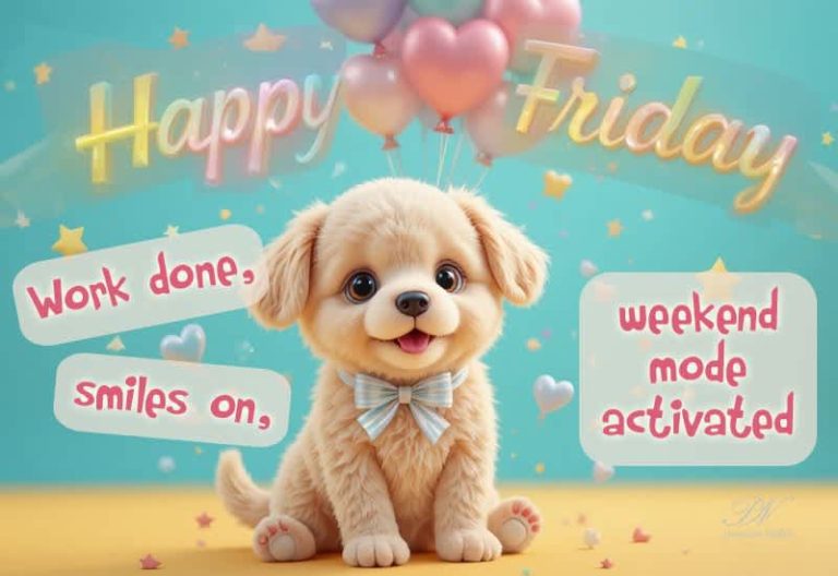 Happy Friday Wishes with a Cute Puppy – Weekend Mode Activated