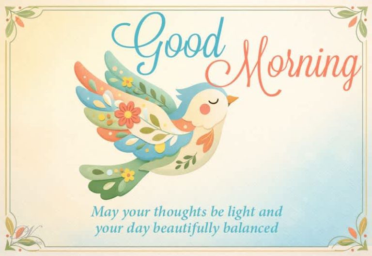 Good Morning Wishes with a Cute Bird – Light Thoughts & Balanced Day