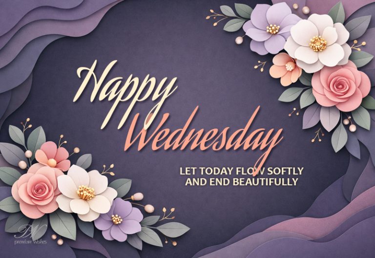 Happy Wednesday Wishes with Elegant Florals – Let Today Flow Softly