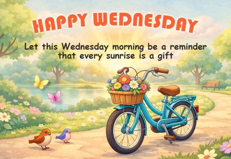 Happy Wednesday Morning Bicycle Nature Greeting