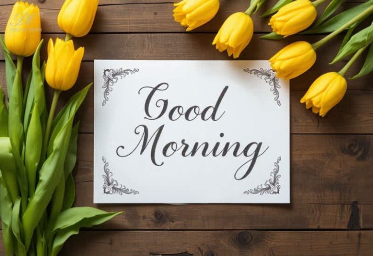 Good Morning Wishes with Tulips and Coffee – A Beautiful Start to the Day