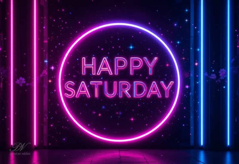 Happy Saturday Wishes – Neon Glow Saturday Greeting Image