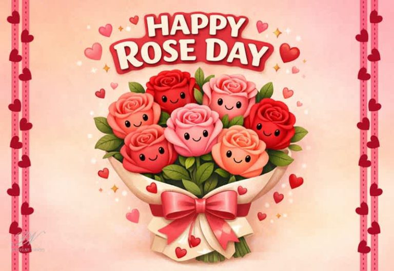 Happy Rose Day Wishes – Cute Rose Bouquet Greeting Card