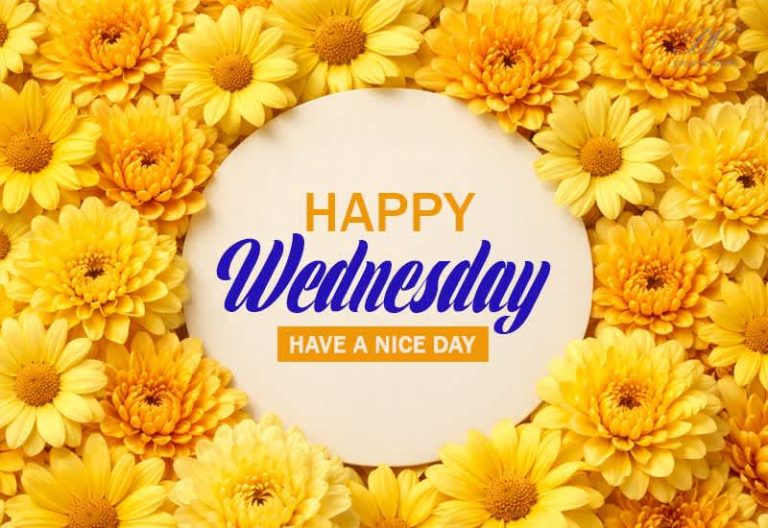 Happy Wednesday Wishes – Bright Floral Midweek Greeting