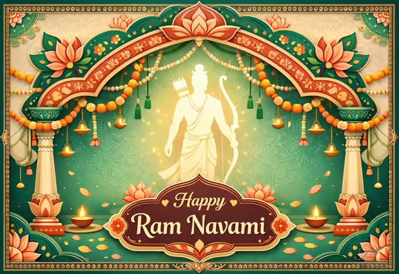 Happy Ram Navami Greeting with Festive Devotional Blessings