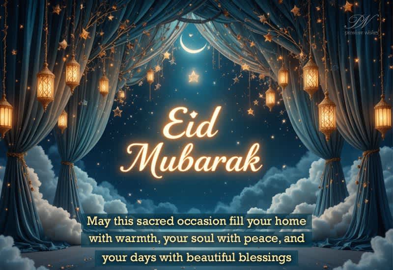 Eid Mubarak Greeting with Warmth, Peace and Beautiful Blessings