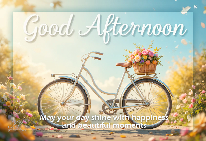 Good Afternoon Wishes with a Beautiful Bicycle and Flowers Good Afternoon Wishes with a Beautiful Bicycle and Flowers