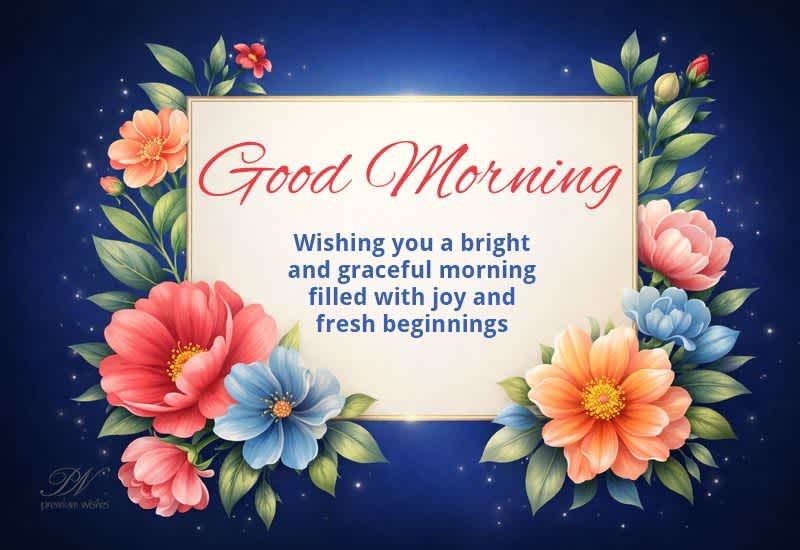 Good Morning Floral Greeting with Bright and Graceful Wishes