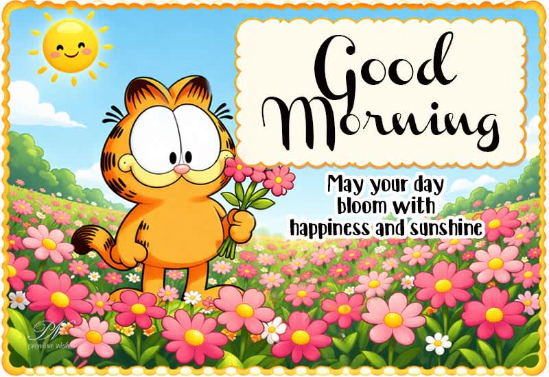 Good Morning Garfield Greeting with Happiness and Sunshine