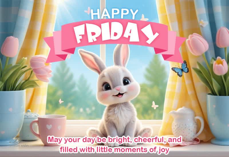 Friday Ramble Rabbit Happy Friday Cheerful Bunny Greeting
