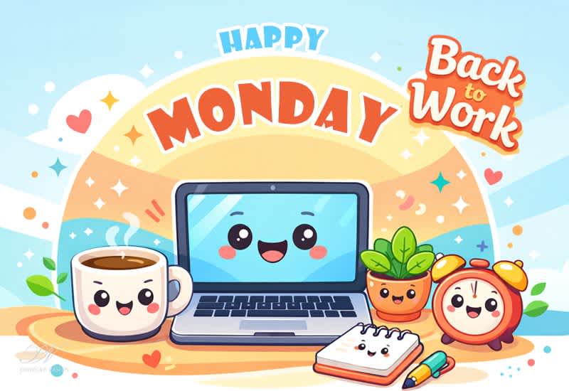 Happy Monday – Back To Work Cute Motivation Greeting Happy Monday – Back To Work Cute Motivation Greeting