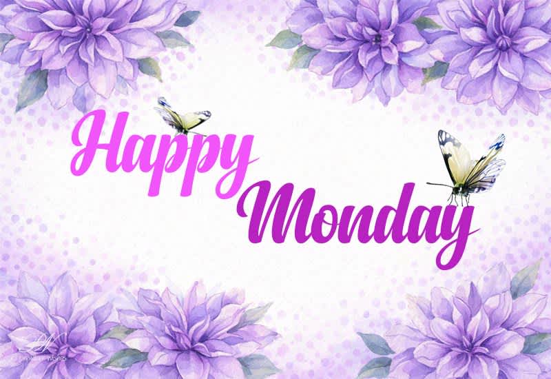 Happy Monday Floral Greeting with Soft Purple Beauty