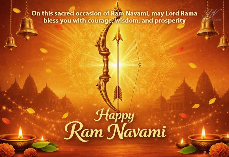 Happy Ram Navami Greeting with Courage, Wisdom and Prosperity