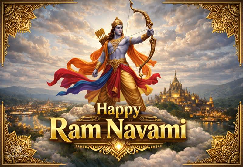 Happy Ram Navami Greeting with Divine Blessings, Peace and Strength