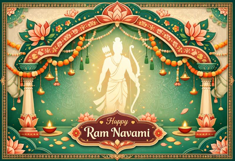 Happy Ram Navami Greeting with Festive Devotional Blessings