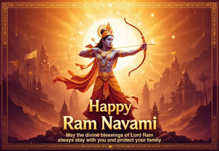 Happy Ram Navami Greeting with Lord Ram and Divine Blessings Happy Ram Navami Greeting with Lord Ram and Divine Blessings