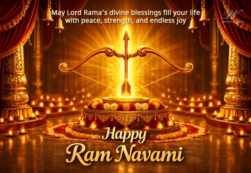 Happy Ram Navami Greeting with Lord Rama, Clouds and Divine Glory Happy Ram Navami Greeting with Lord Rama, Clouds and Divine Glory