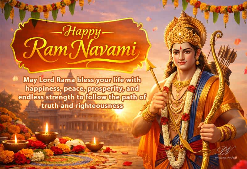 Happy Ram Navami Greeting with Lord Rama, Peace and Righteousness Happy Ram Navami Greeting with Lord Rama, Peace and Righteousness
