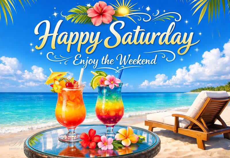 Happy Saturday Beach Greeting to Enjoy the Weekend