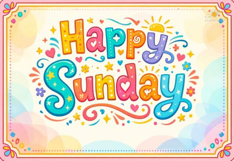 Happy Sunday Colorful Greeting with Fun and Joyful Weekend Vibes