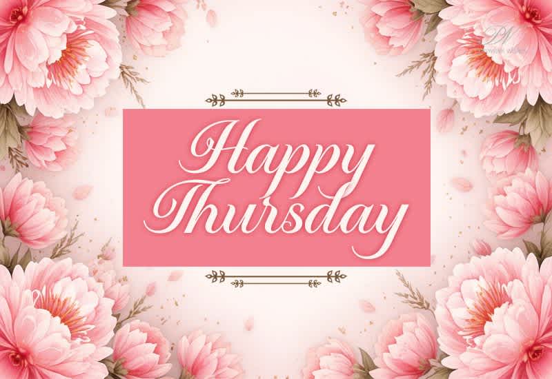 Happy Thursday Greeting with Soft Pink Floral Beauty