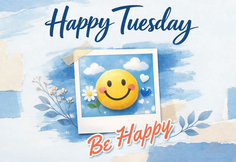 Happy Tuesday Image with a Cheerful Be Happy Message