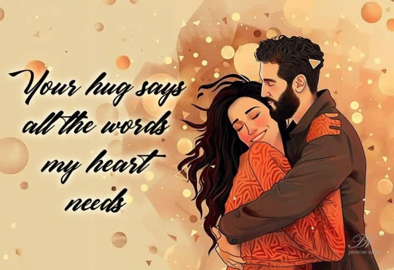Romantic Love Image with a Hug Message from the Heart