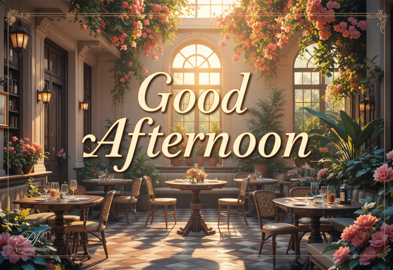 Good Afternoon Wishes with an Elegant Floral Courtyard