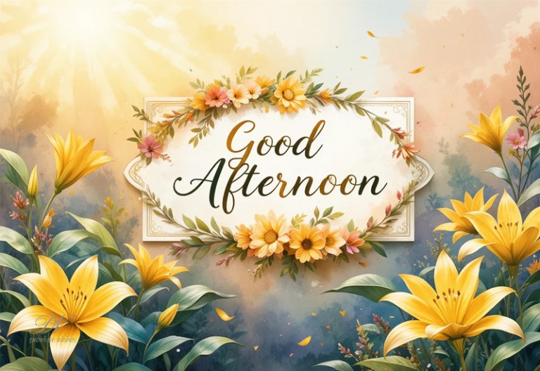 Good Afternoon Floral Greeting – Elegant Sunlit Wishes | Premium Wishes