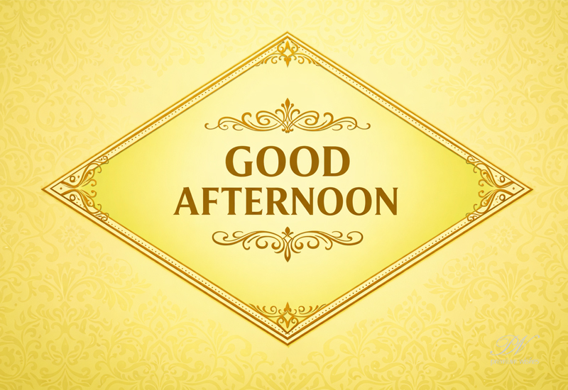 Good Afternoon Wishes with Golden Diamond Elegance