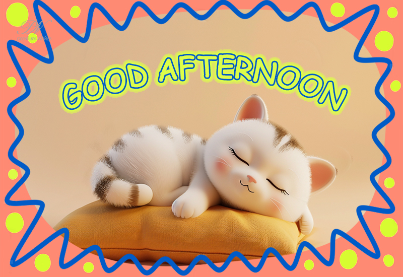 Good Afternoon Sleepy Kitten – Cute Cozy Greeting